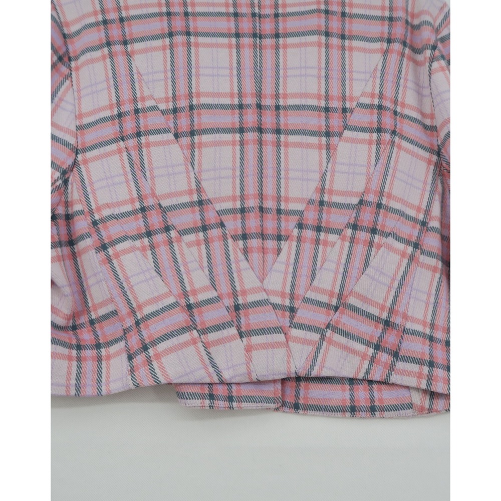 Cabi Pink Plaid 2 Piece Set Cropped Blazer and Wide Leg Pants Womens Size L - Picture 10 of 13